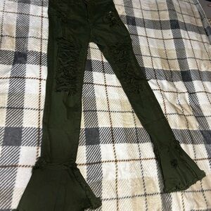 Fashion Nova Olive Flare Jeans